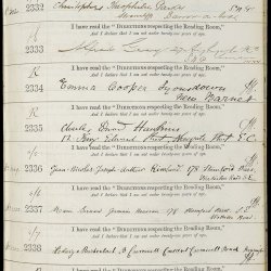 Registre de la « Reading room » du British Museum