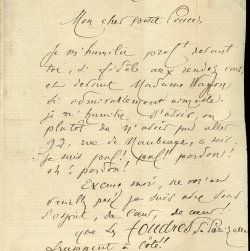 Lettre à Paul Pouce, Paris, 1879